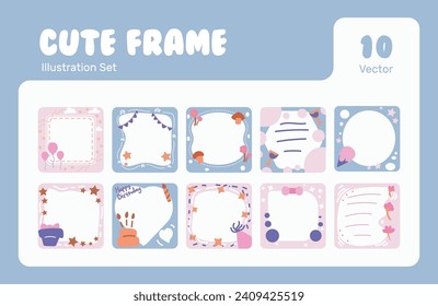 Cute Frame Illustration Vector Set. These illustrations are perfect for any creative project. you can easily edit it.