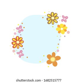 Cute frame for inscriptions from simple scandi summer flowers. Make covers, headlines, notebooks, presentations, posts. With this frame your text will be successful