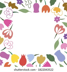 Cute frame for inscriptions from simple scandi summer flowers. Make covers, headlines, notebooks, presentations, posts. With this frame your text will be successful