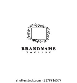 diseño del icono de dibujos animados del logotipo del marco lindo ilustración del vector aislado negro
