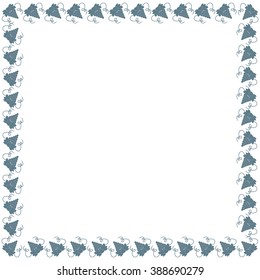Cute frame made of colored bunch of grapes arranged in a square on white background