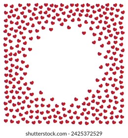 Cute frame made of small red hearts on white background vector illustration