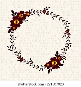 Cute frame with marigolds. Vector illustration on the hand drawn background