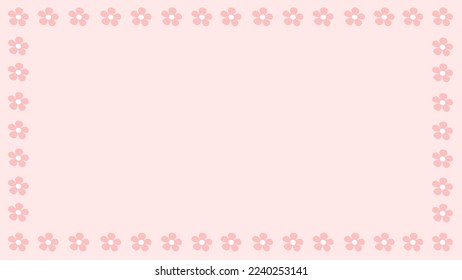 cute frame with pink flowers on the pink background