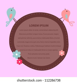 Cute frame with place for your text with birds and flowers