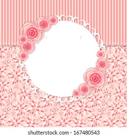 Cute Frame with Rose Flowers  Vector Illustration 