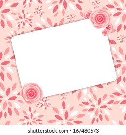 Cute Frame with Rose Flowers  Vector Illustration 