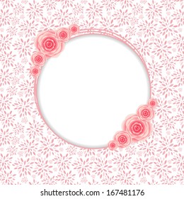 Cute Frame with Rose Flowers  Vector Illustration 
