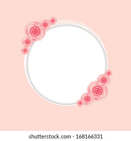 Cute Frame with Rose Flowers  Vector Illustration 