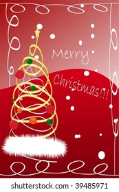 Cute frame with Santa's hat over beautiful background with snowflakes