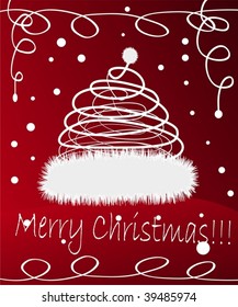 Cute frame with Santa's hat over beautiful background with snowflakes