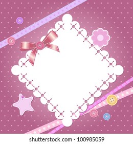 cute frame with scrapbook elements on polka dot background. template for design