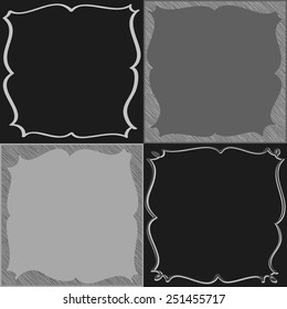 Cute frame set  with hand drawn lines made in vector.