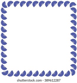 Cute frame from slices of oranges arranged in a square on a white background