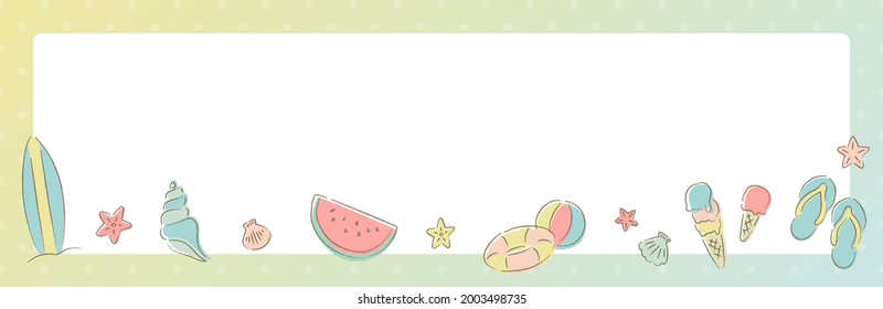 Cute frame with summer items