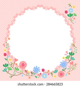 Cute frame vector for decoration. Flower frame vector.