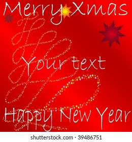 Cute frame with xmas and new year symbols. Cute xmas tree made of stars