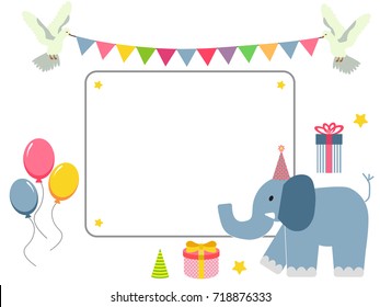 Cute frame/card with elephant