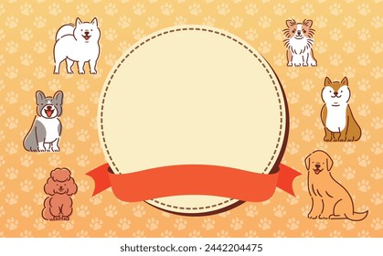 Cute framed backgrounds for events with illustrations of dogs and cats and copy space for headline titles.