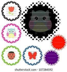 Cute frames with flower, butterfly and birds