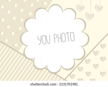 Cute Frames Photo Collage In Pastel Colors. Template For Baby Photo Or Simpl Text. Kid Snapshot