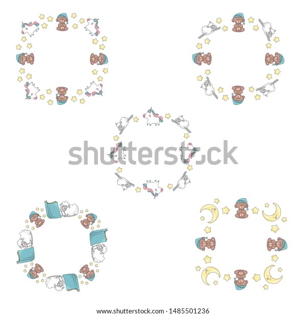 Cute Frames Templates Set Cartoon Characters Stock Vector (Royalty Free ...