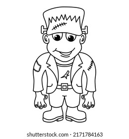 Cute Frankenstein Cartoon Coloring Page Illustration Stock Vector ...