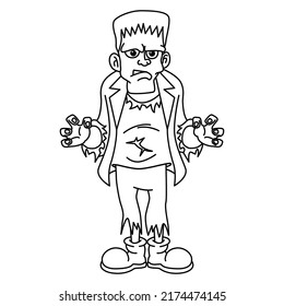 Cute Frankenstein Cartoon Coloring Page Illustration Stock Vector ...