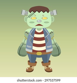 cute frankenstein cartoon vector