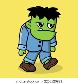 Cute frankenstein cartoon vector icon illustration