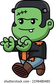 Cute frankenstein - halloween - caricatura - ilustración vectorial