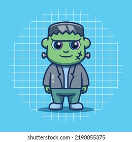 Cute frankenstein monster character. Halloween day mascot.