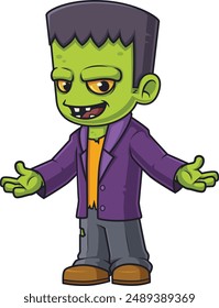 Cute frankenstein monster vector illustration