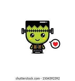 cute frankenstein vector cartoon design