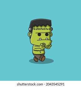 cute frankenstine vector illustration. cute ghost illustration