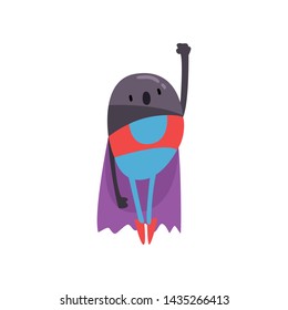 Cute Freaky Monster Wearing Superhero Costume, Funny Colorful Alien Cartoon Character Vector Illustration