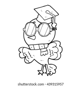 cute freehand drawn black and white cartoon well educated bird