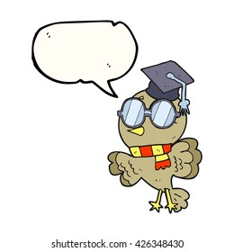 cute freehand drawn speech bubble cartoon well educated bird