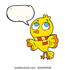 cute freehand drawn speech bubble cartoon bird