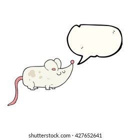 cute freehand drawn speech bubble cartoon mouse