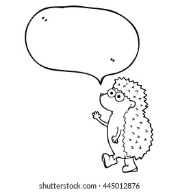 cute freehand drawn speech bubble cartoon hedgehog