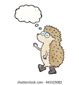 cute freehand drawn thought bubble textured cartoon hedgehog