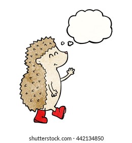 cute freehand drawn thought bubble textured cartoon hedgehog
