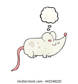 cute freehand drawn thought bubble textured cartoon mouse