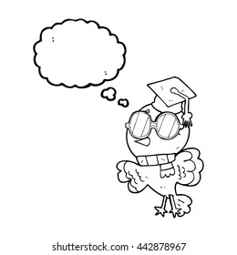 cute freehand drawn thought bubble cartoon well educated bird