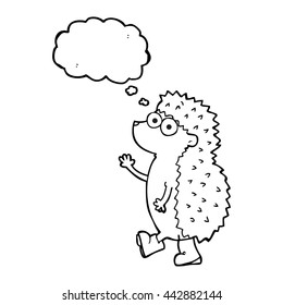 cute freehand drawn thought bubble cartoon hedgehog