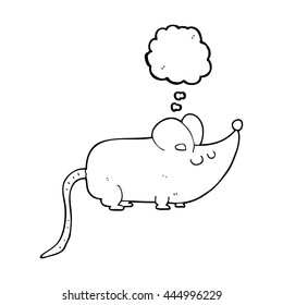 cute freehand drawn thought bubble cartoon mouse