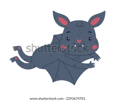 Cute freindly flying bat. Halloween symbol. Funny mascot character cartoon vector illustration