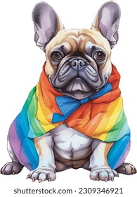 cute french bulldog, costume, Happy pride day