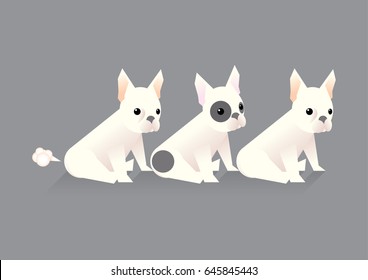 Cute French Bulldog Fart Vector Minimal style in a collection. Minimalistic vector design featuring a cute French Bulldog playfully farting, part of a collection capturing charming moments.